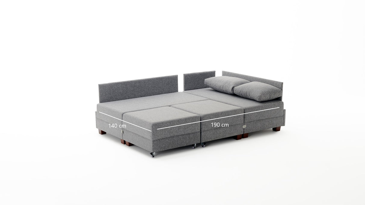 Banken - Slaapbank antraciet stof - XXL 280 x 210 - Links - Fly - Dimehouse
