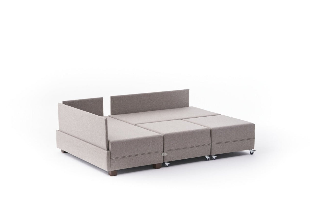 Banken - Slaapbank champagne stof - XXL 280 x 210 - Links - Fly - Dimehouse