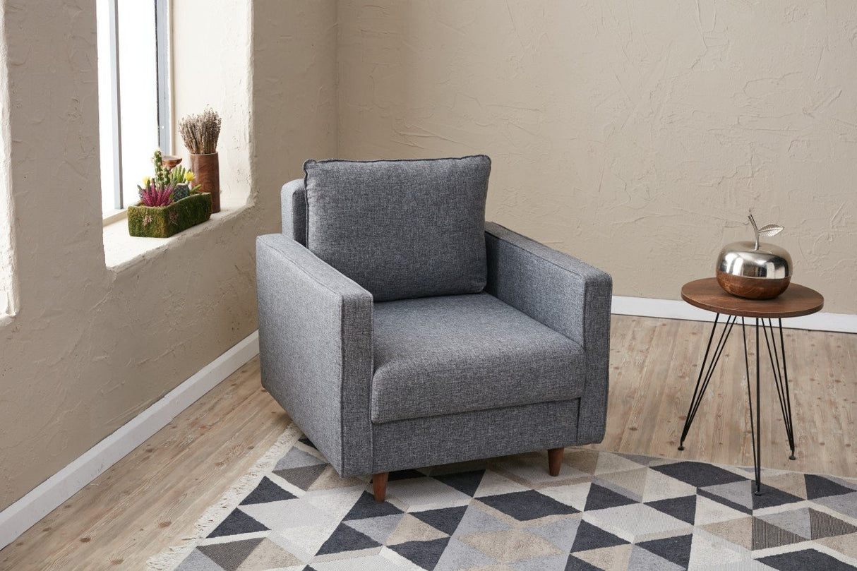 Fauteuils - Modern landelijke fauteuil grijs stof Eva - Dimehouse