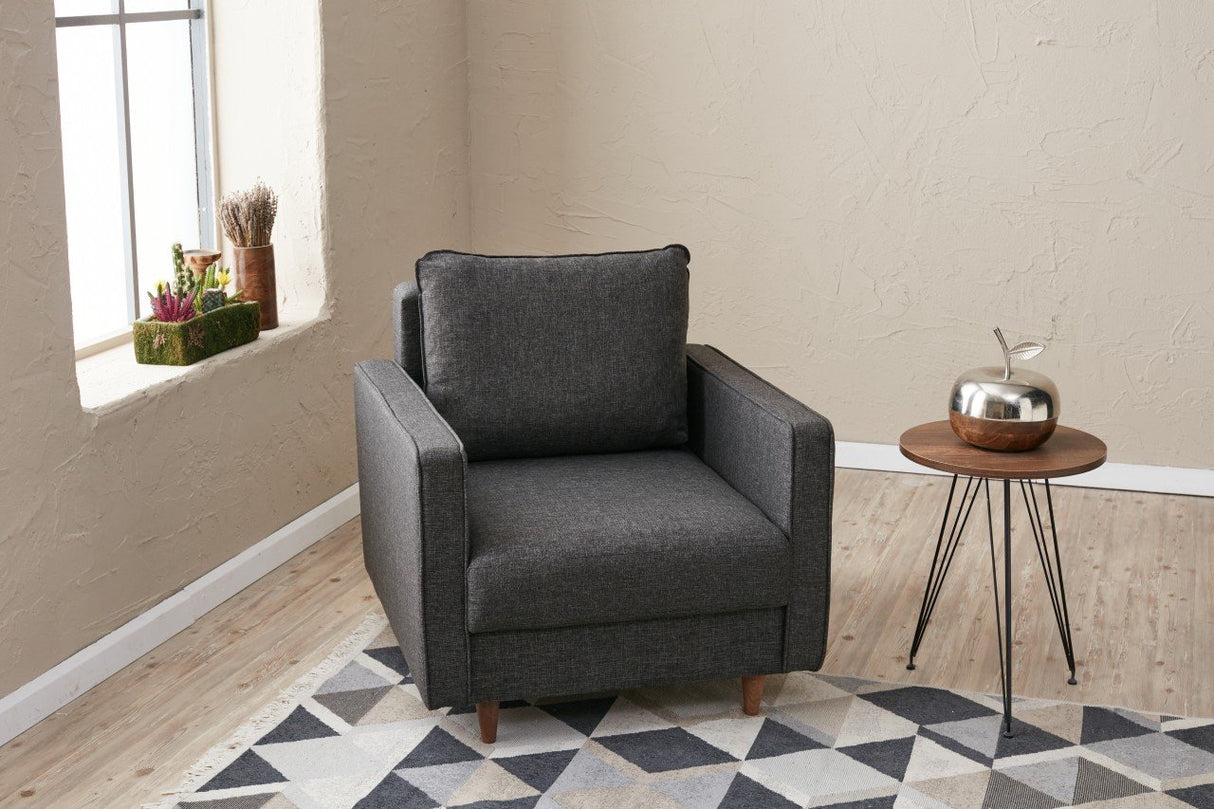 Fauteuils - Modern landelijke fauteuil antraciet stof Eva - Dimehouse