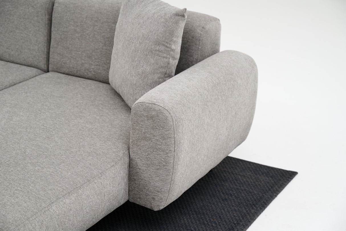 Banken - Hoekbank grijze stof - Hoge slanke poten - massief binnenwerk - 252 x 155 cm - Side - Dimehouse