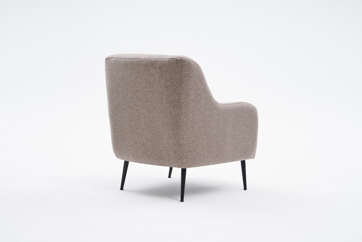 Fauteuils - Moderne fauteuil Taupe linnen stof met hoge poot Revos - Dimehouse