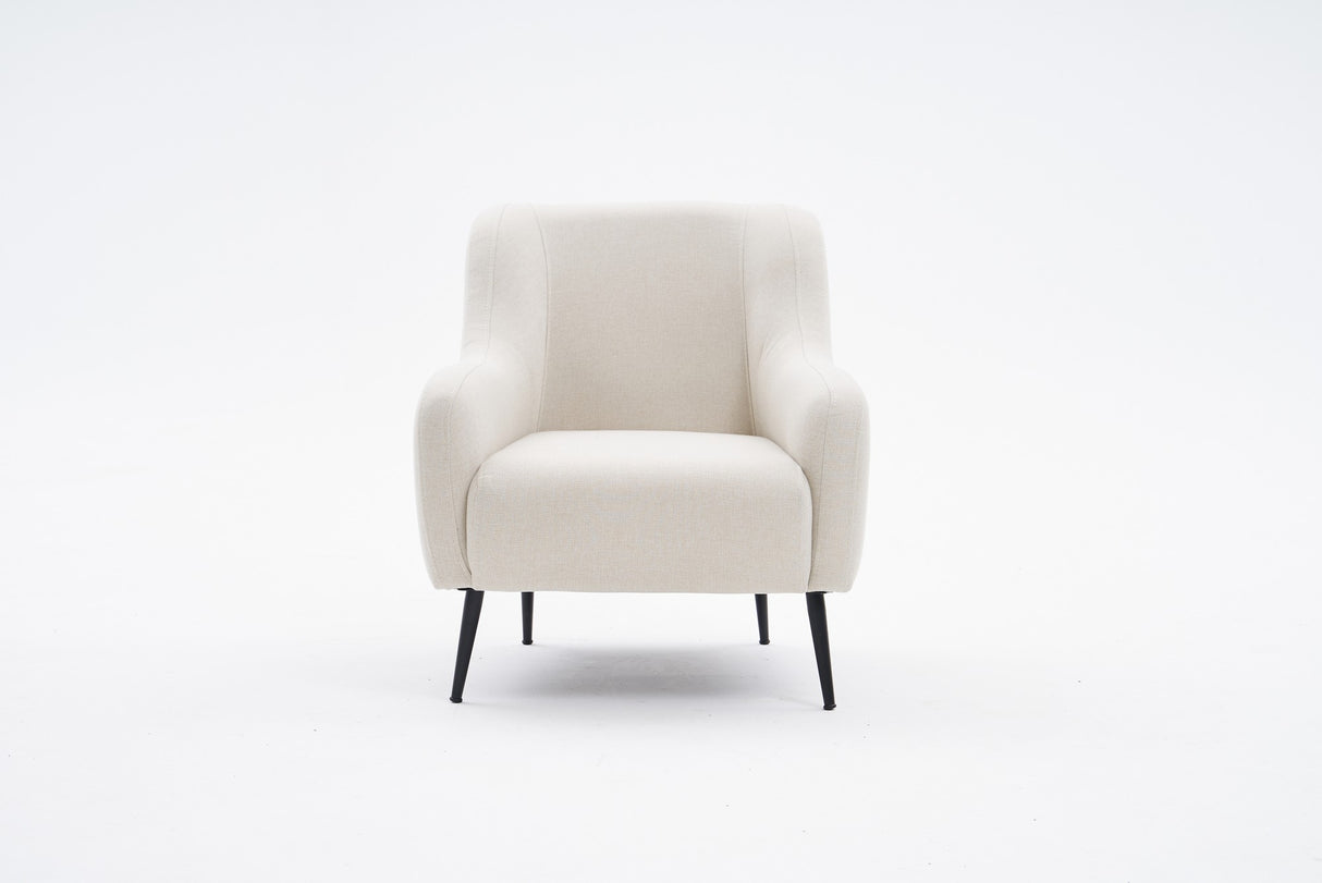 Fauteuils - Moderne fauteuil Beige linnen stof met hoge poot Revos - Dimehouse
