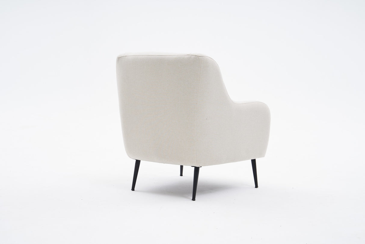 Fauteuils - Moderne fauteuil Beige linnen stof met hoge poot Revos - Dimehouse