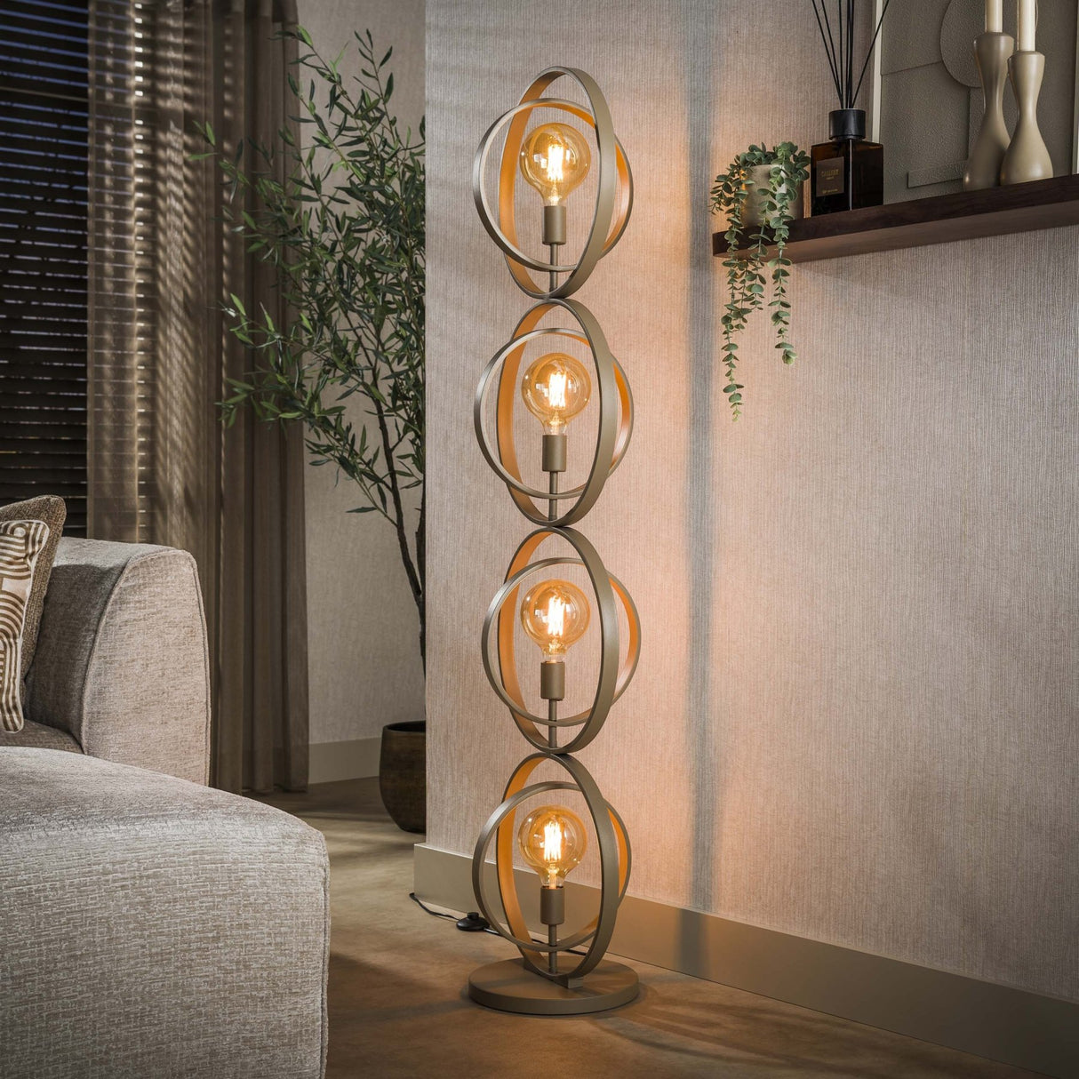 Vloerlampen - Moderne Vloerlamp Beige Otan 4 - lichts - Dimehouse