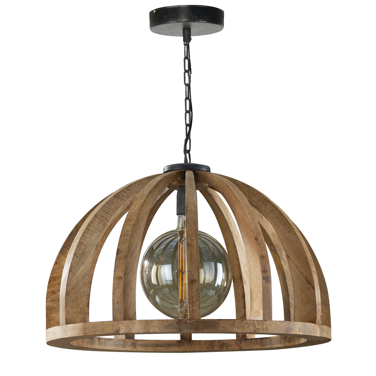 Hängelampe Madri DH Interior Mango LxBxH 69x69x50 Mangoholz Weißes Foto von vorne