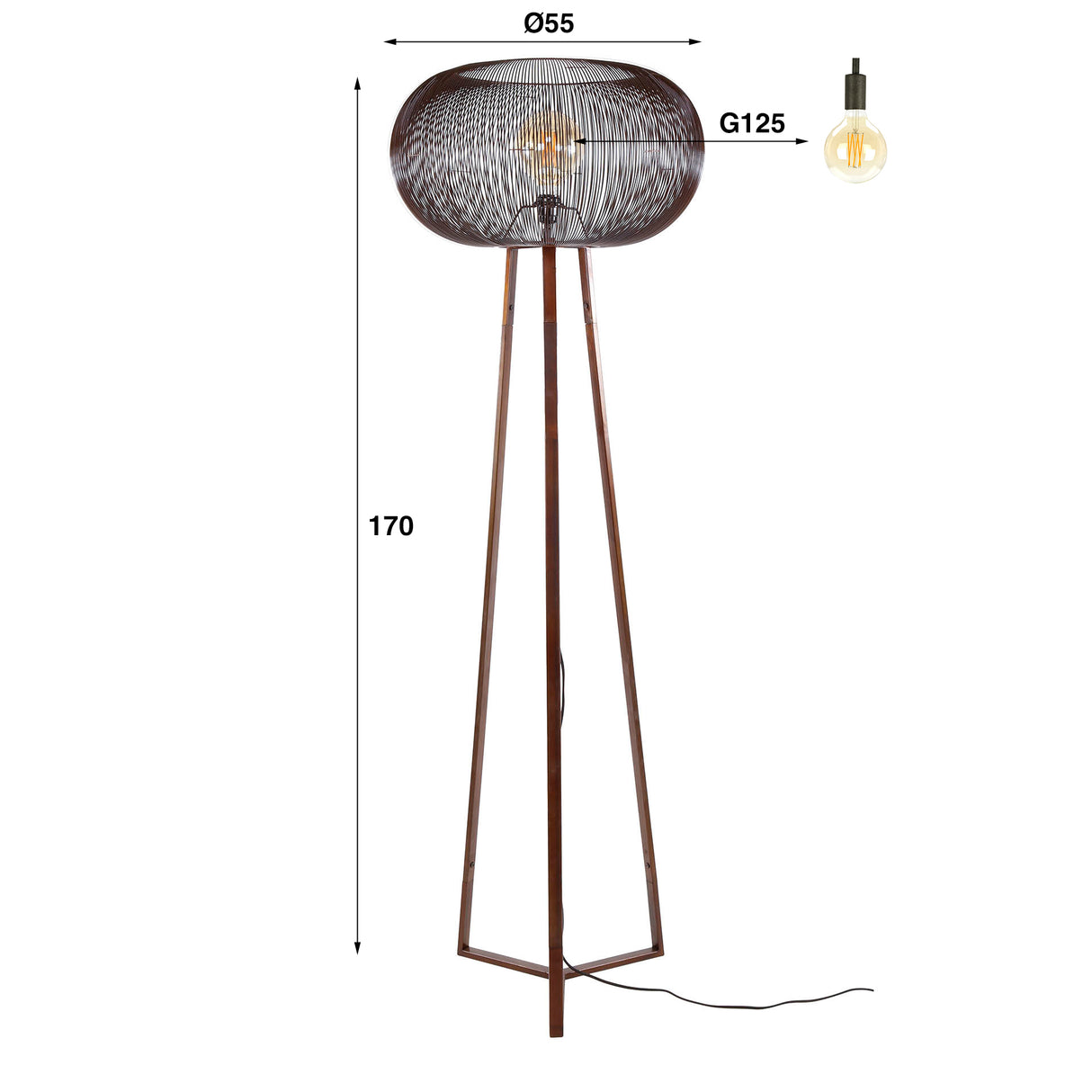 Vloerlampen - Vloerlamp Jill 3 - poot koper Ø55 cm - Dimehouse