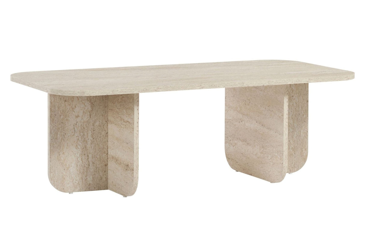 Akira Couchtisch Travertin 120 cm Melaminbeschichteter Holzverbundstoff