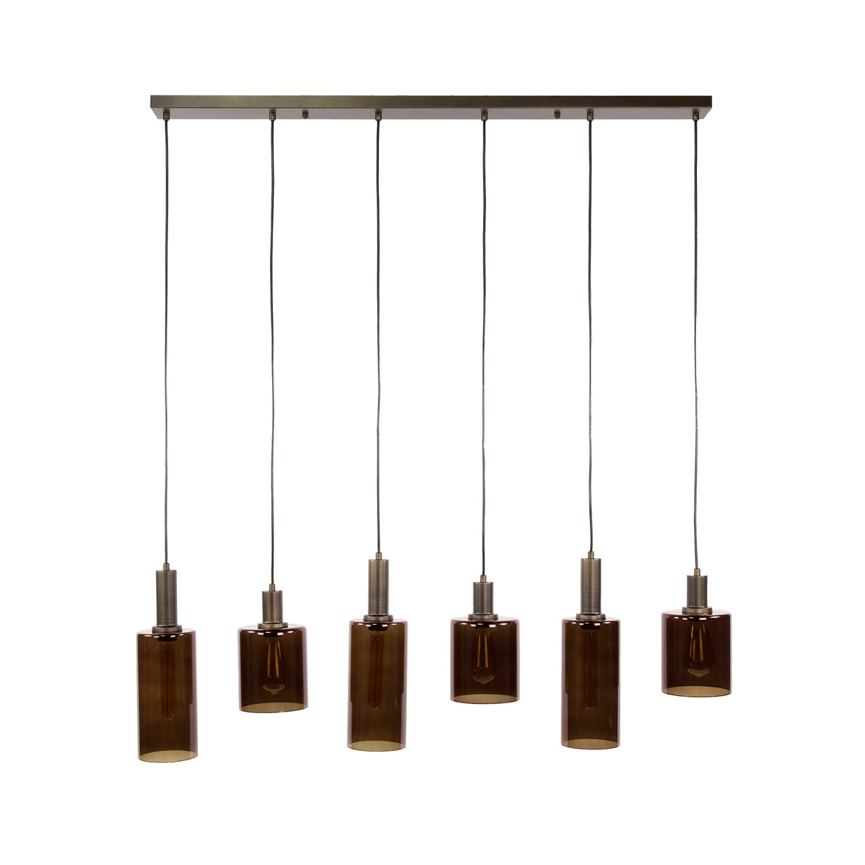 Hanglampen - Moderne Hanglamp Aureo 6 - lichts Sienna Bruin 118 cm - Dimehouse