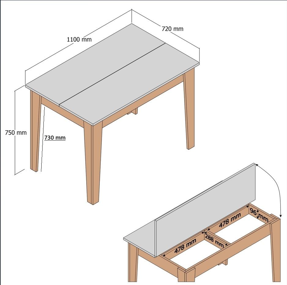 Kiewer Küchentisch in Walnussweiß 110 cm Walnuss/weiß Melaminbeschichteter Holzverbundstoff