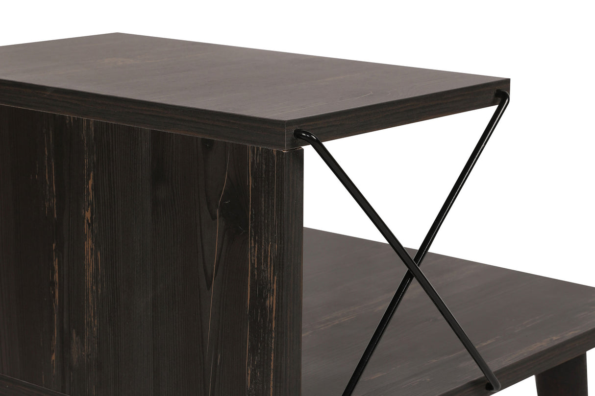 Nachtkastjes - Nachtkastje Cross Donkerbruin Melamine 50x55x40 cm - Dimehouse