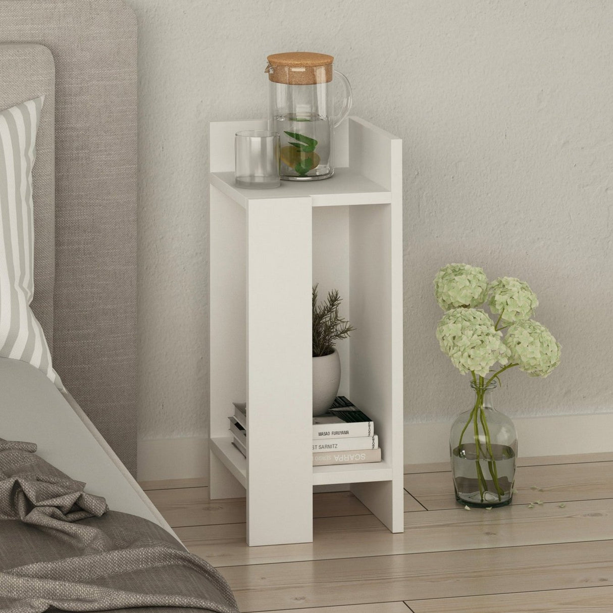 Nachtkastjes - Nachtkastje Rechts Elos Wit Melamine 25x60x27 cm - Dimehouse