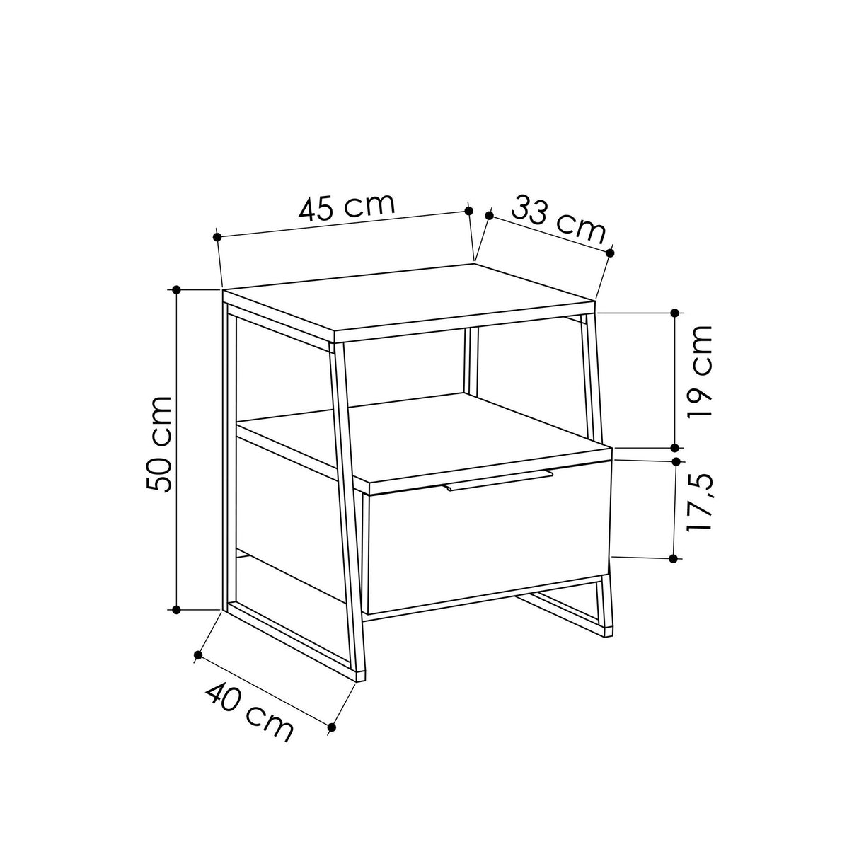 Nachtkastjes - Nachtkastje Pal Wit Melamine 45x50x40 cm - Dimehouse