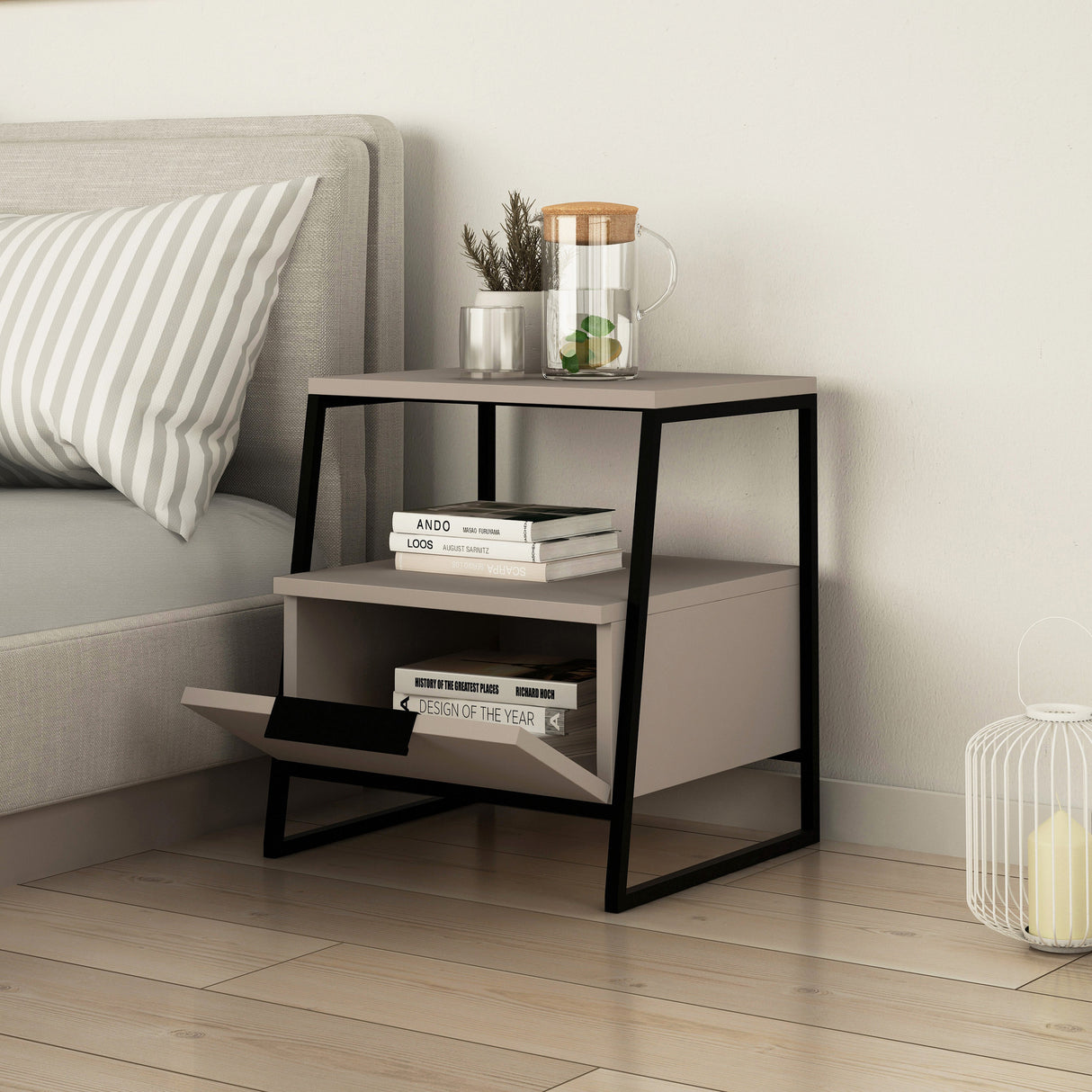 Nachtkastjes - Nachtkastje Pal Mokka Melamine 45x50x40 cm - Dimehouse