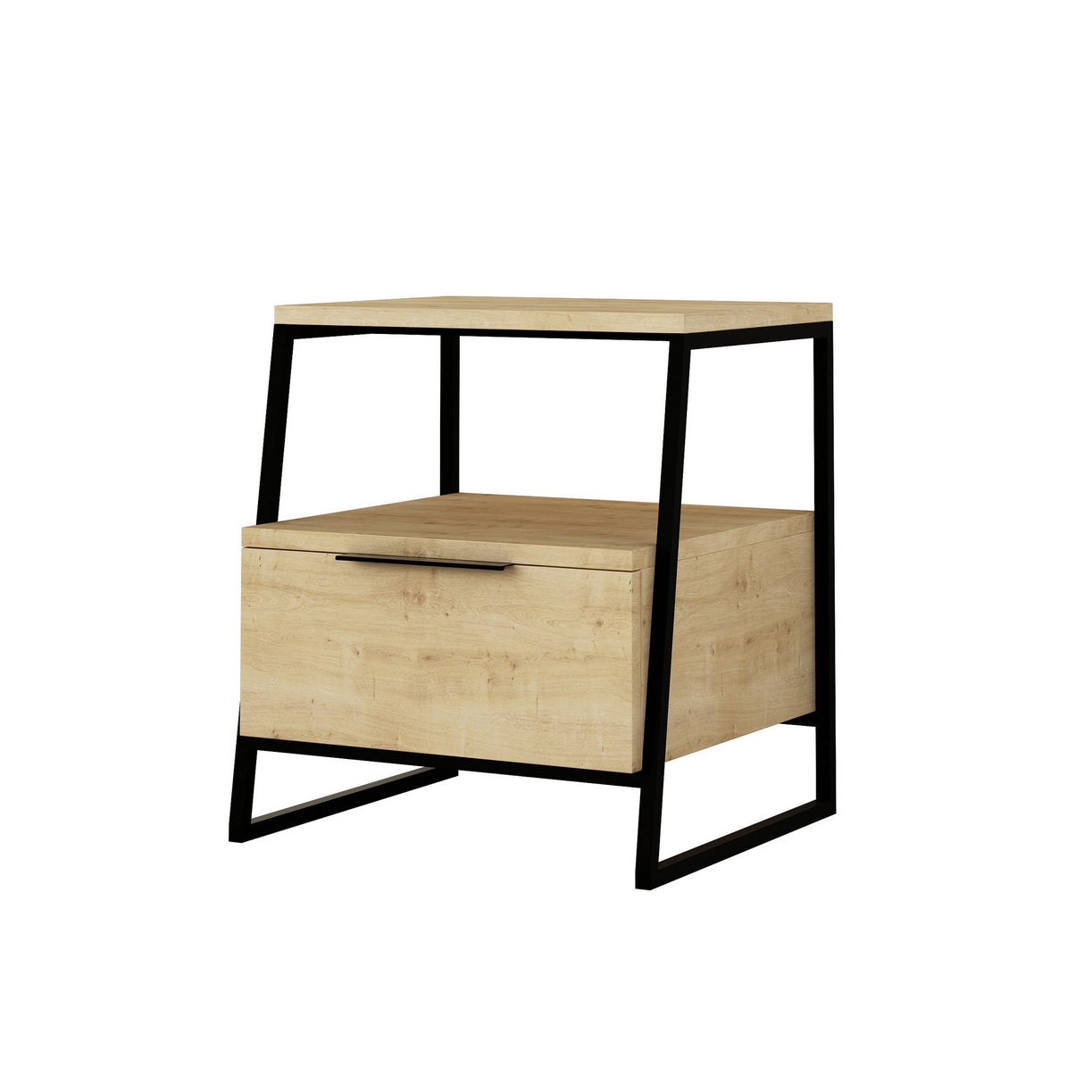 Nachtkastjes - Nachtkastje Pal Eik Melamine 45x50x40 cm - Dimehouse