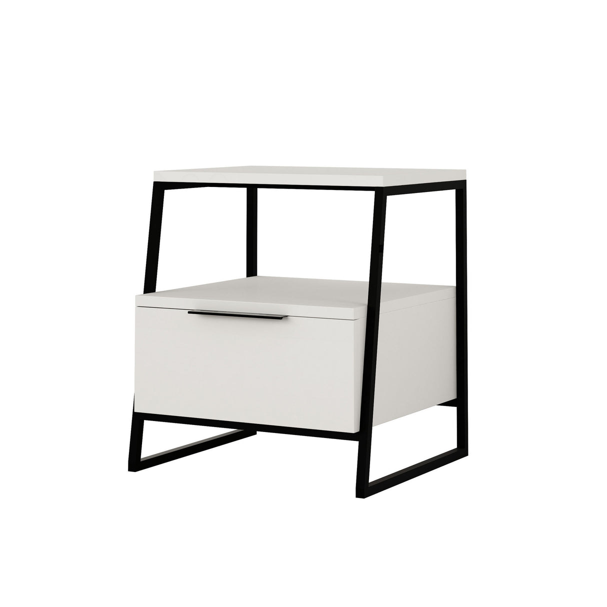 Nachtkastjes - Nachtkastje Pal Wit Zwart Melamine 45x50x41 cm - Dimehouse