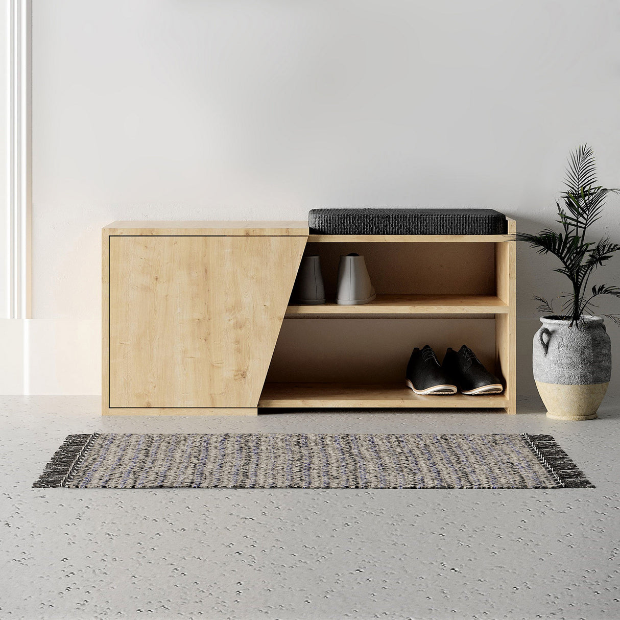 Schoenenkasten - Schoenenkast Fiona Eik Melamine 104x37x47 cm - Dimehouse