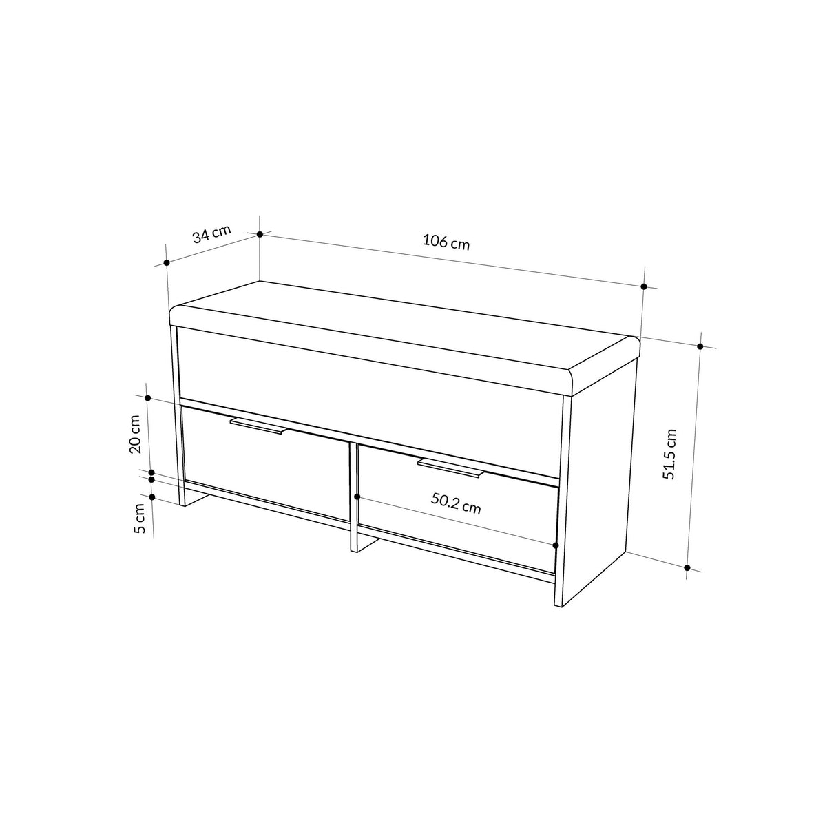 Schoenenkasten - Schoenenkast Cove Wit Melamine 106x52x34 cm - Dimehouse