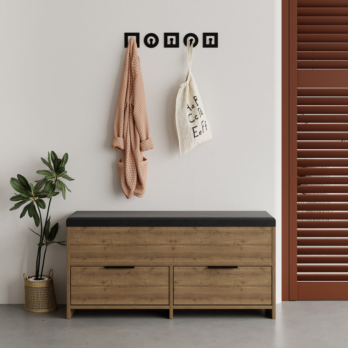 Schoenenkasten - Schoenenkast Cove Naturel Melamine 106x50x34 cm - Dimehouse