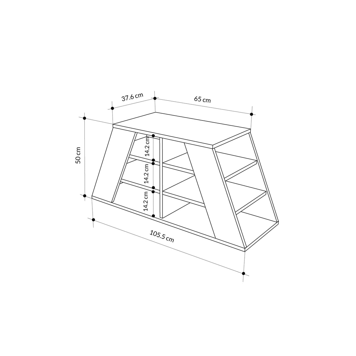 Schoenenkasten - Schoenenkast Pyramid Grijs Wit Melamine 105,5x50x37,5 cm - Dimehouse