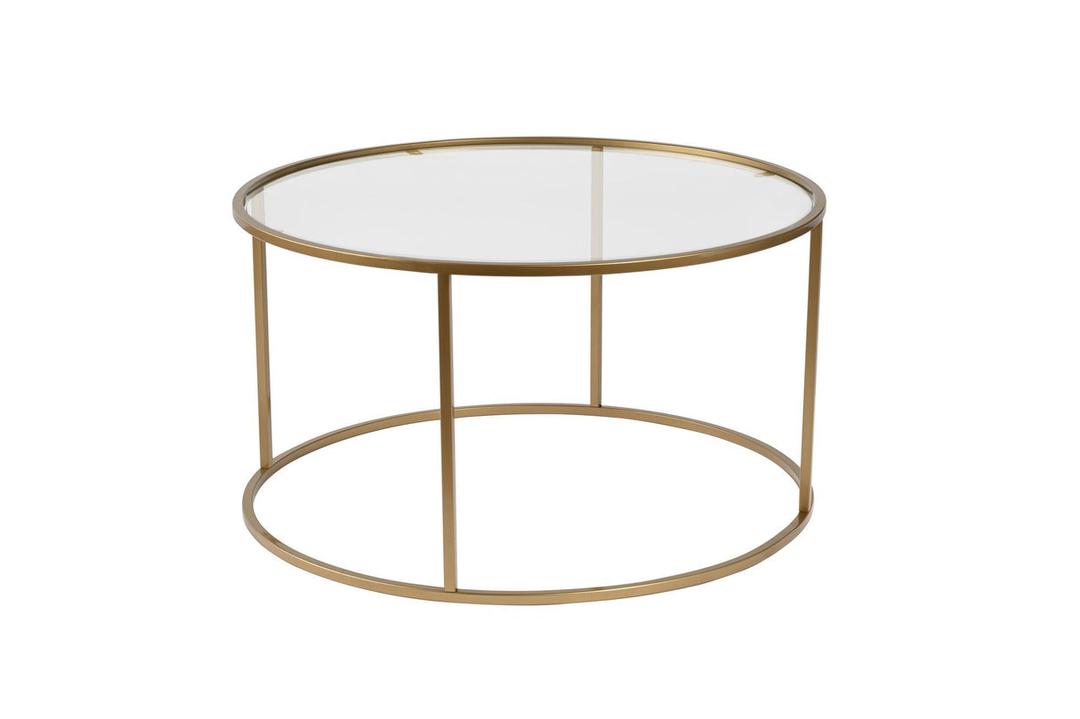 Salontafels - Moderne Ronde Salontafel Uru Goud - Glas - 80 cm - Dimehouse