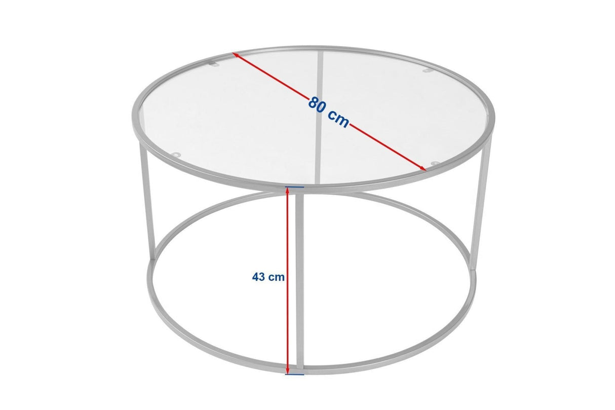 Salontafels - Moderne Ronde Salontafel Uru Goud - Glas - 80 cm - Dimehouse