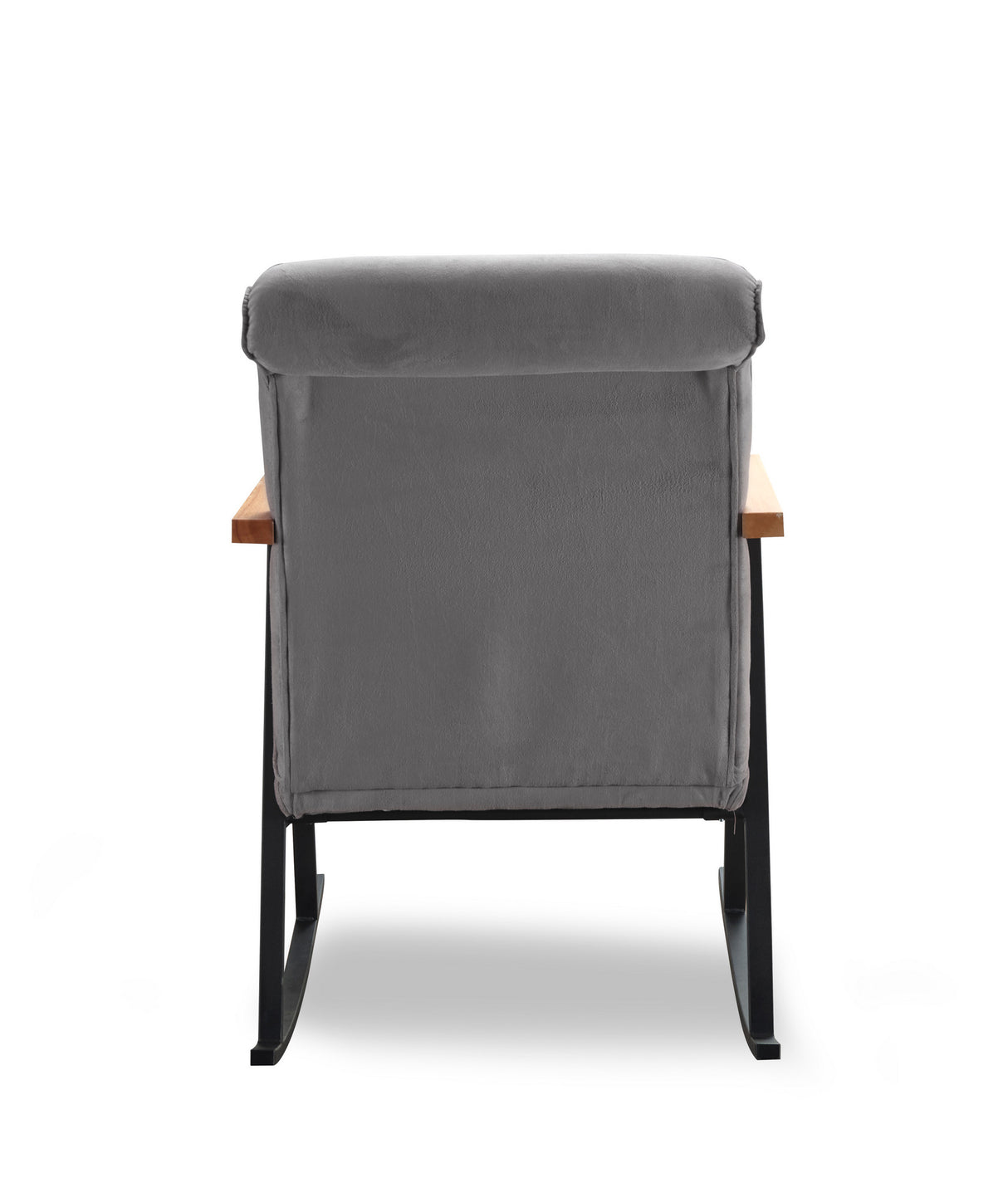 Fauteuils - Retro schommelstoel grijs velvet met beukenhout armleuning Yoka - Dimehouse