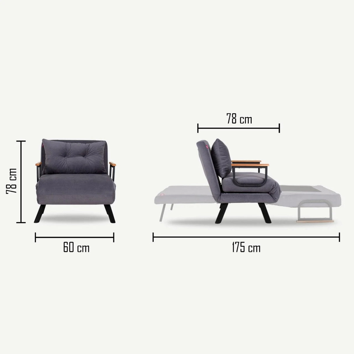 Fauteuils - Scandinavische slaapfauteuil Grijs gemêleerde stof Sando - Dimehouse