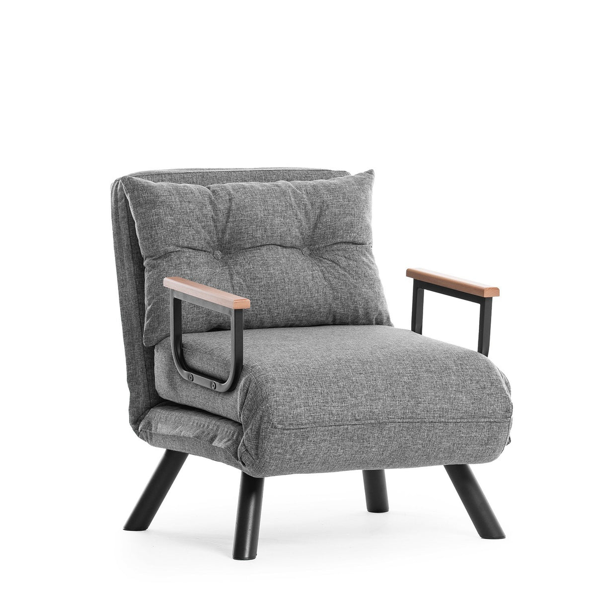 Fauteuils - Scandinavische slaapfauteuil Grijs gemêleerde stof Sando - Dimehouse