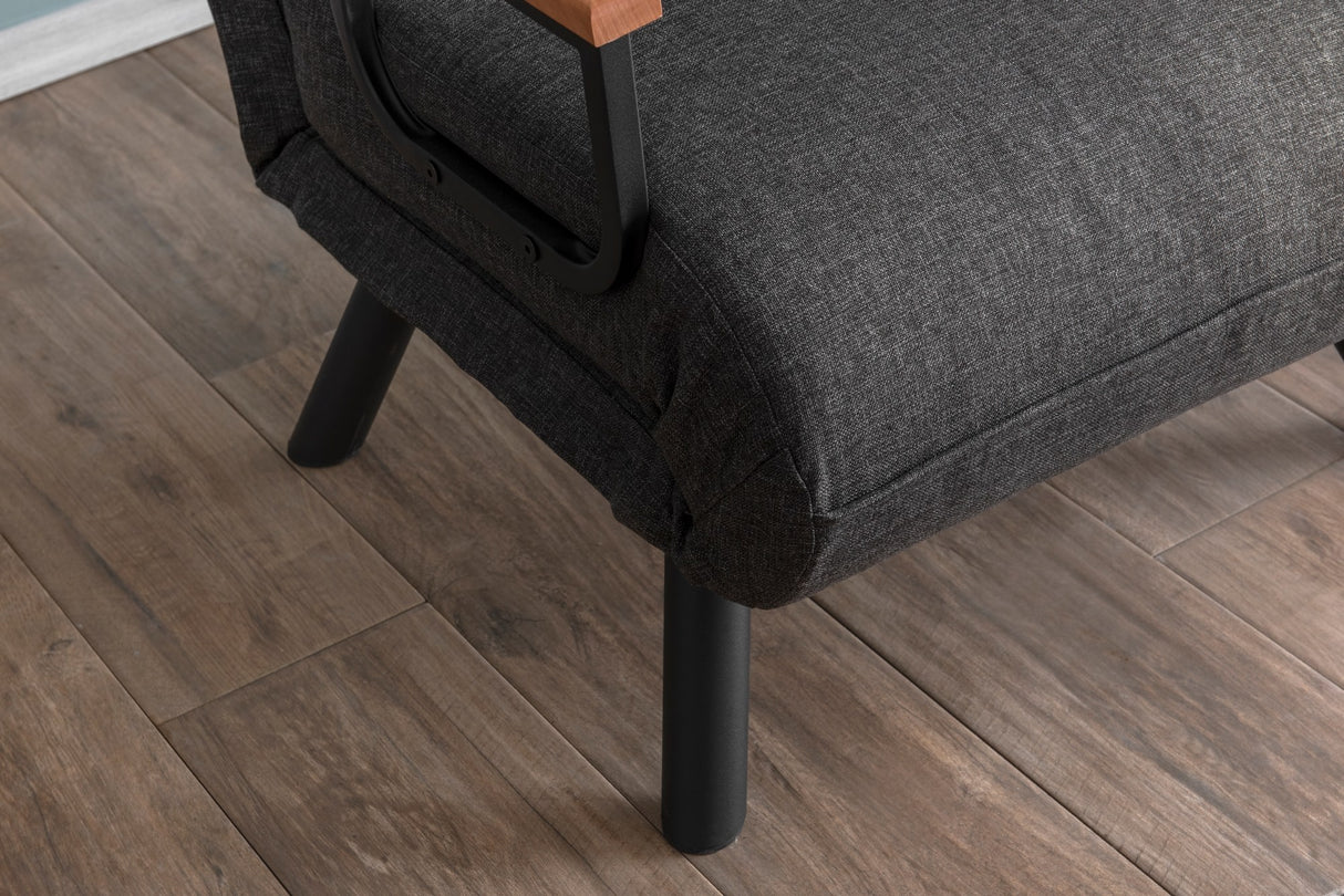 Fauteuils - Scandinavische slaapfauteuil Antraciet gemêleerde stof Sando - Dimehouse