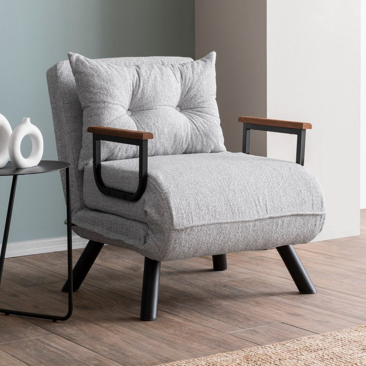Fauteuils - Scandinavische slaapfauteuil Grijs teddystof Sando - Dimehouse