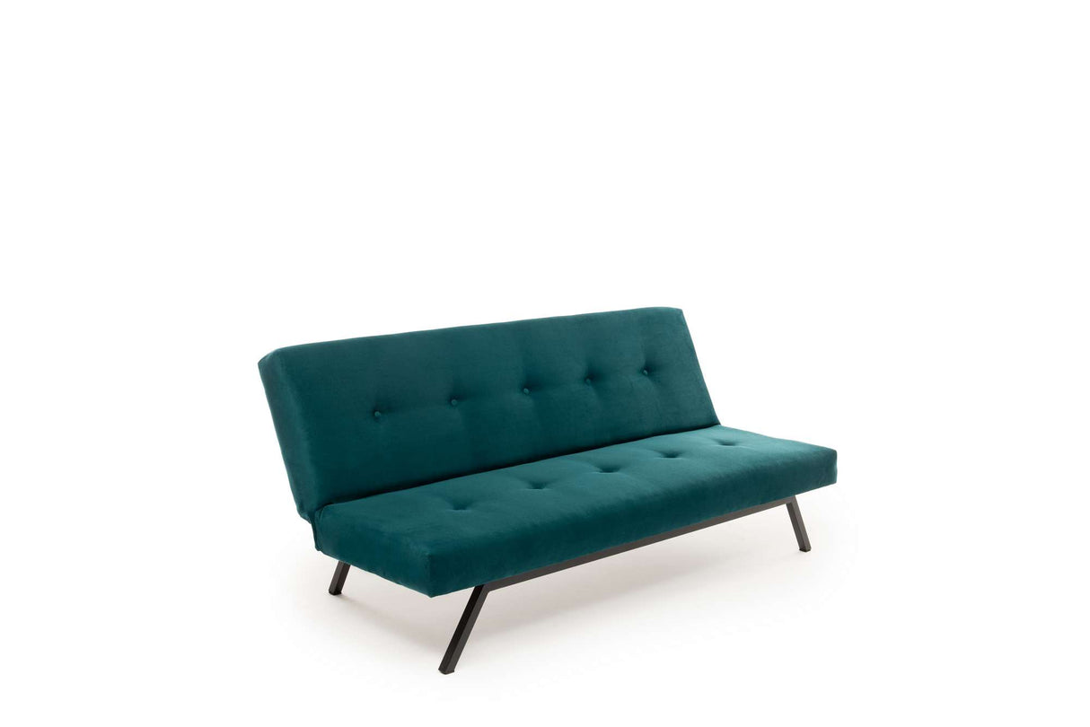 Slaapbanken - Slaapbank Petrol blauw Stof 3 - Zits - 180 cm - Zonder armleuningen - Zoly - Dimehouse