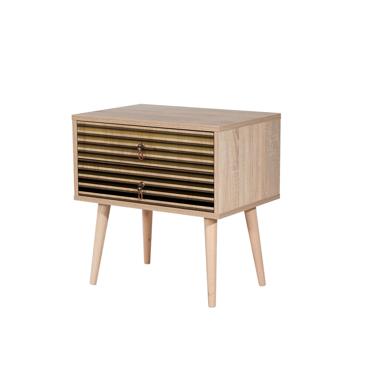 Nachtkastjes - Nachtkastje Catalina Sonoma Eik Melamine 60x61x40 cm - Dimehouse