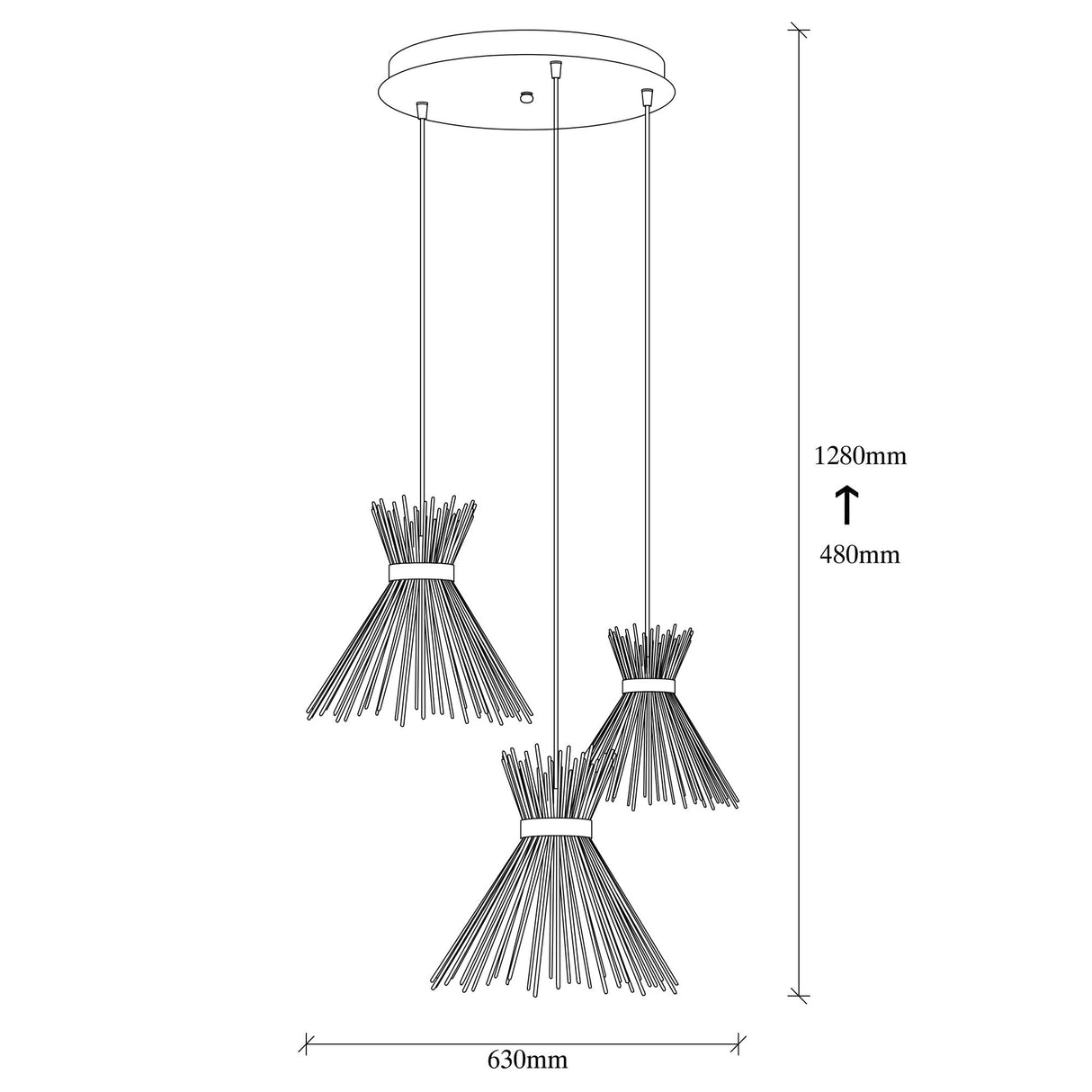 Hanglampen - Hanglamp 3 - lichts Getrapt Zwart Metaal Lyric - Dimehouse
