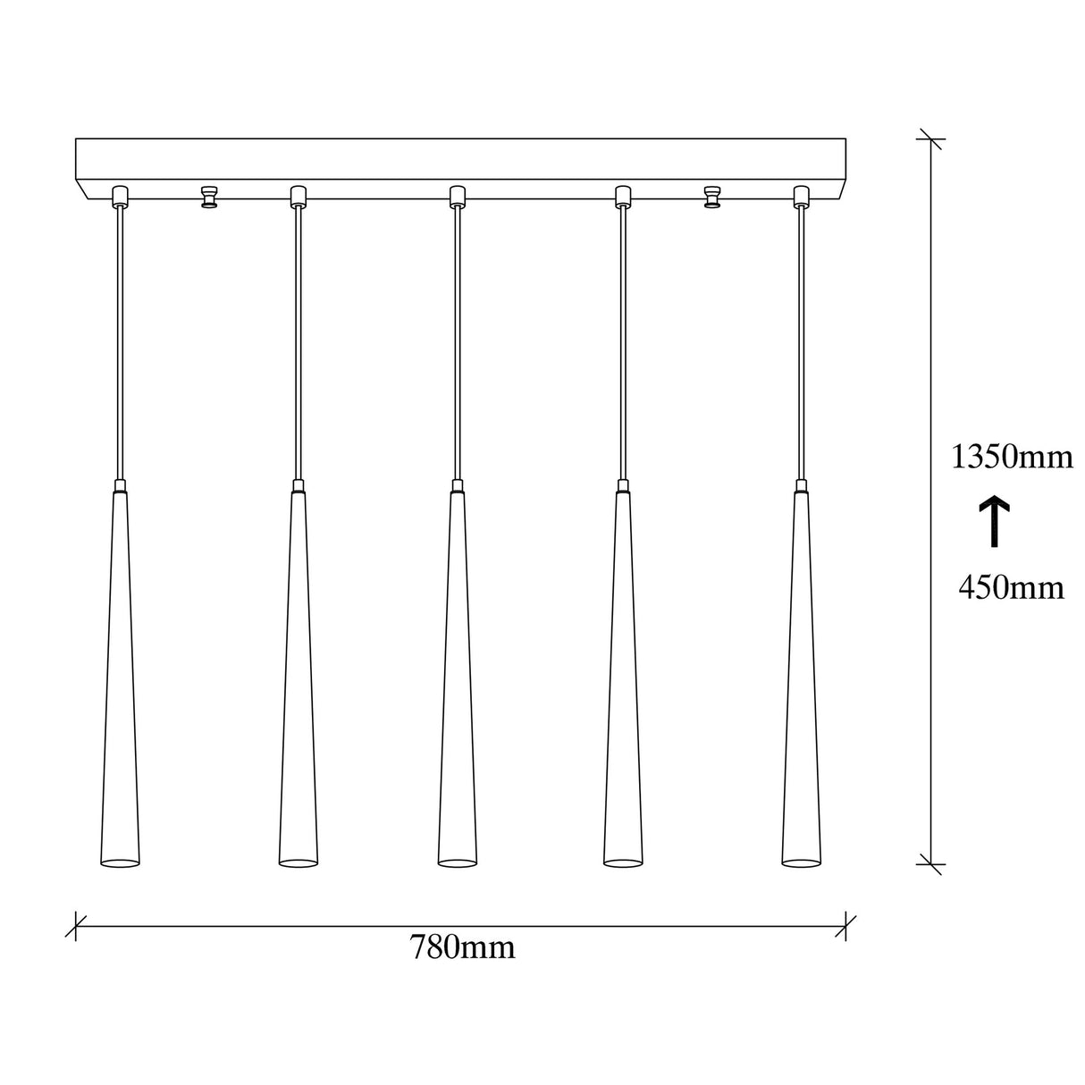 Hanglampen - Hanglamp 5 - lichts Zwart Metaal Vox - Dimehouse