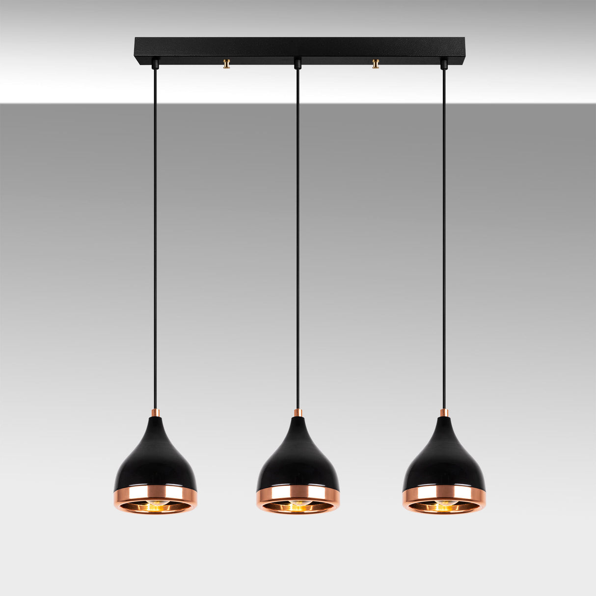 Hanglampen - Hanglamp 3 - lichts Zwart Koper Metaal Grip - Dimehouse