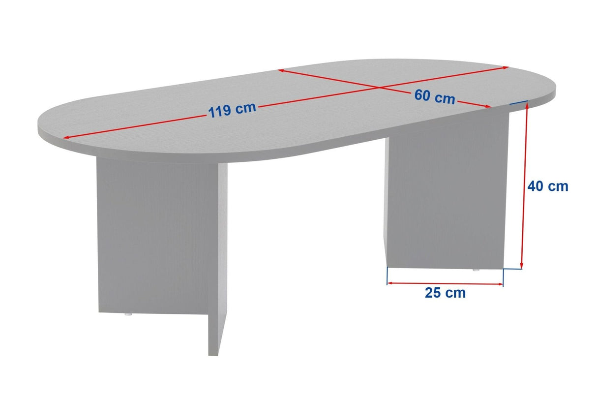 Salontafels - Salontafel wit melamine boogvorm Koda 119x60 cm - Dimehouse