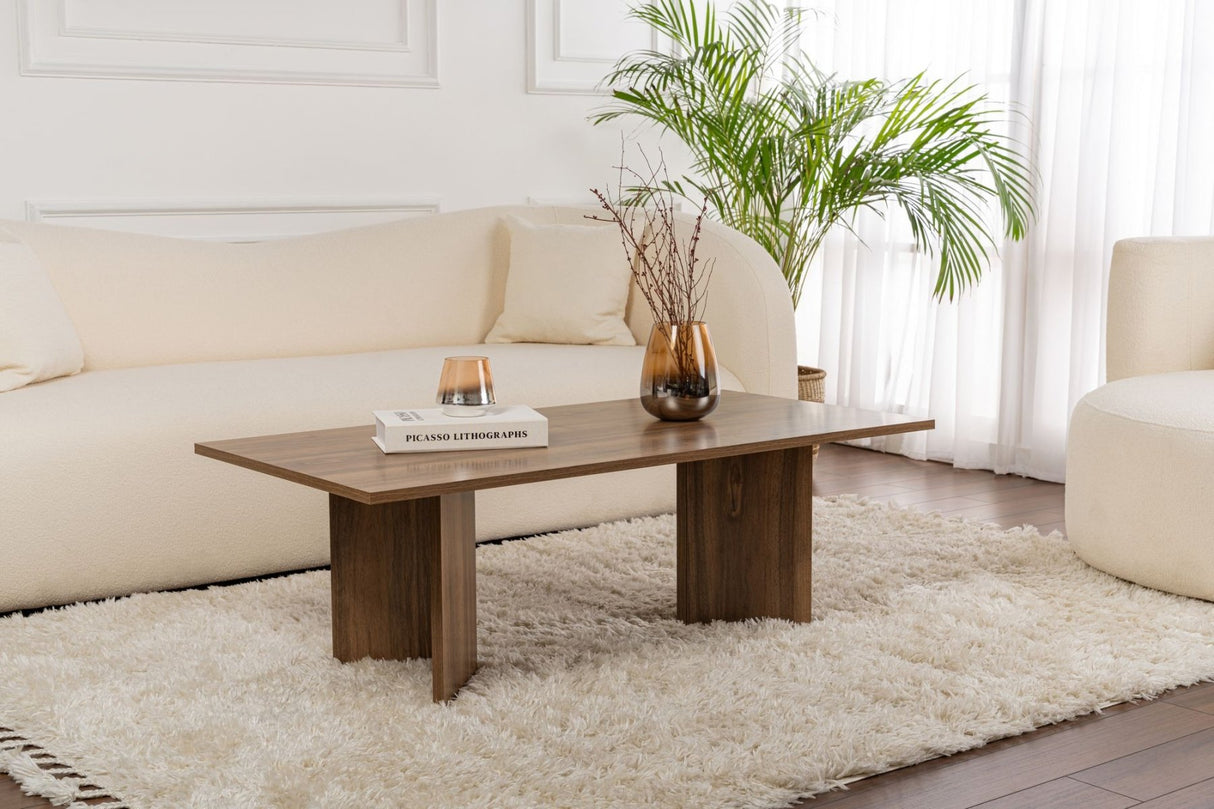 Salontafels - Rechthoekige Salontafel Siban Walnoothout look - 119x60 cm - Dimehouse