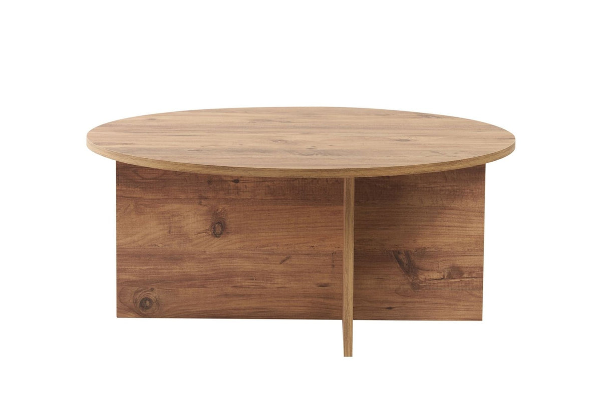 Salontafels - Ronde salontafel Dennenhout melamine - 90x90x40 cm - Dakota - Dimehouse