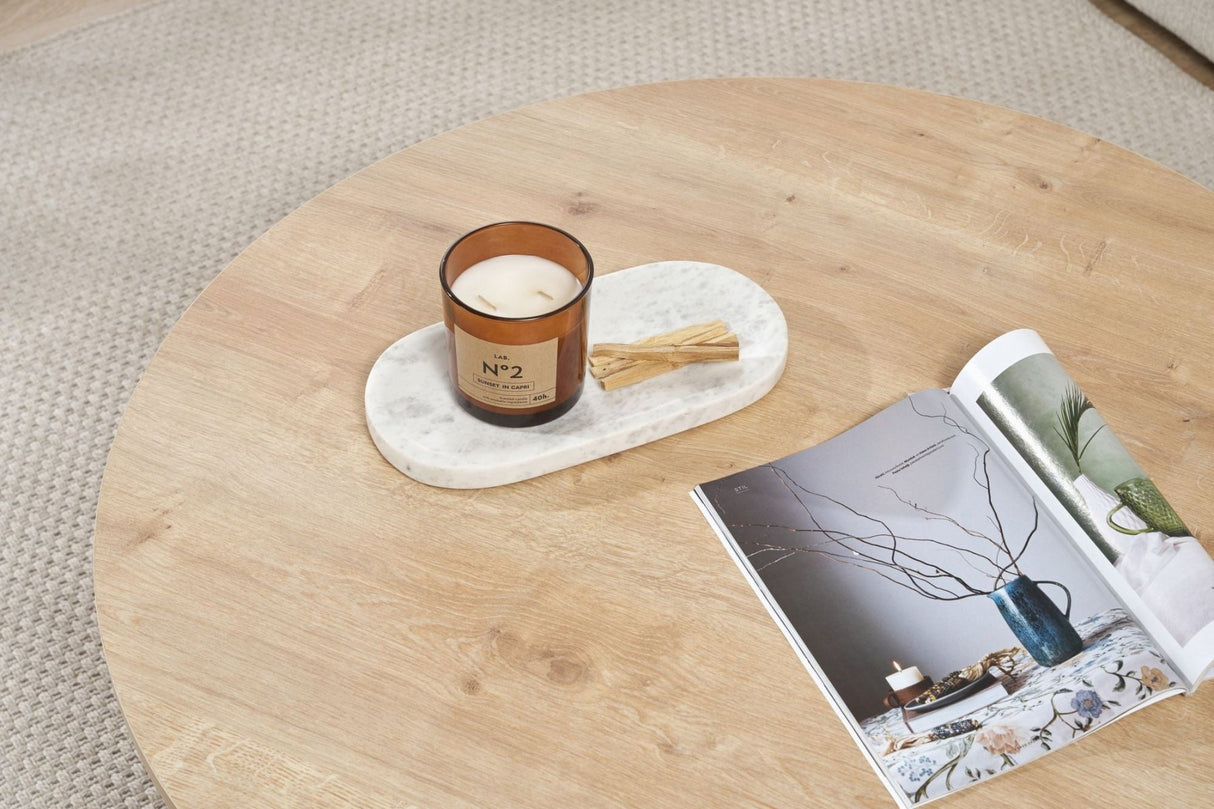 Salontafels - Ronde salontafel Eiken melamine - 90x90x40 cm - Dakota - Dimehouse
