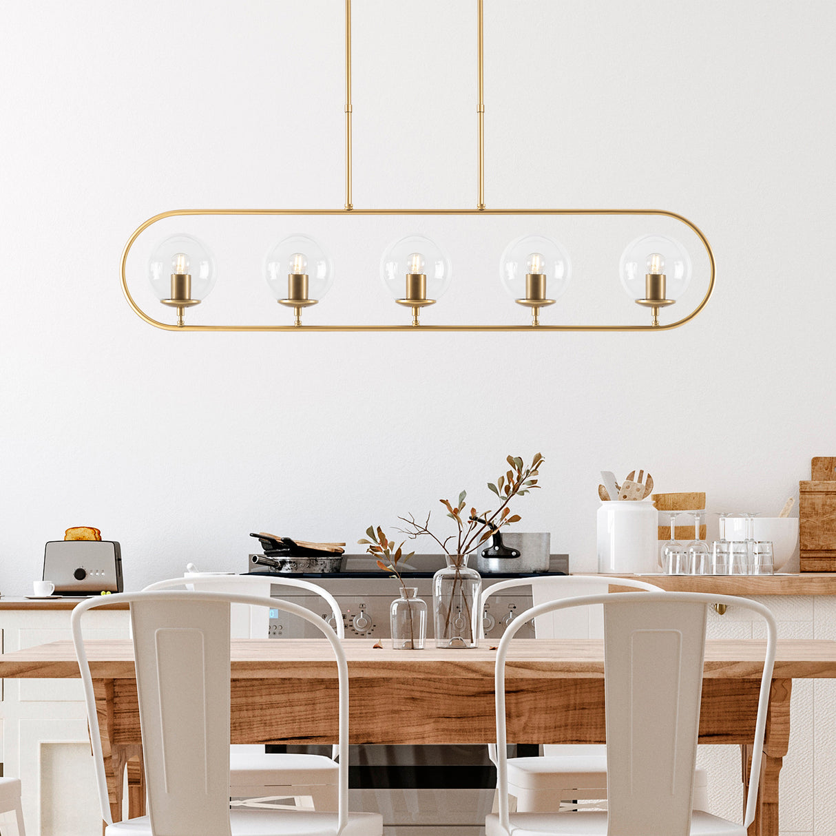 Hanglampen - Hanglamp 5 - lichts Goud Helder Glas Lucent - Dimehouse