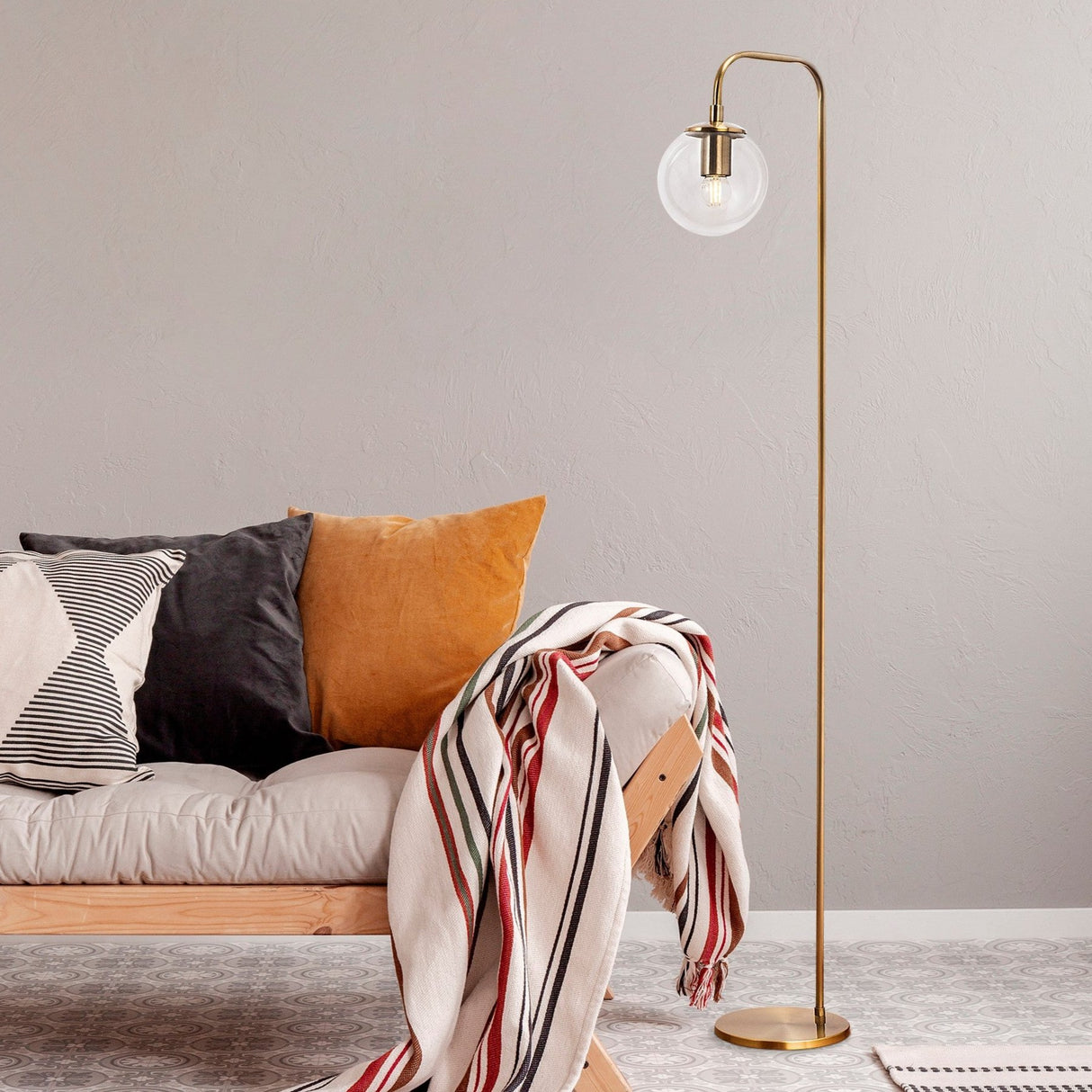 Vloerlampen - Vloerlamp Bronskleurig Helder Glas Brim - Dimehouse