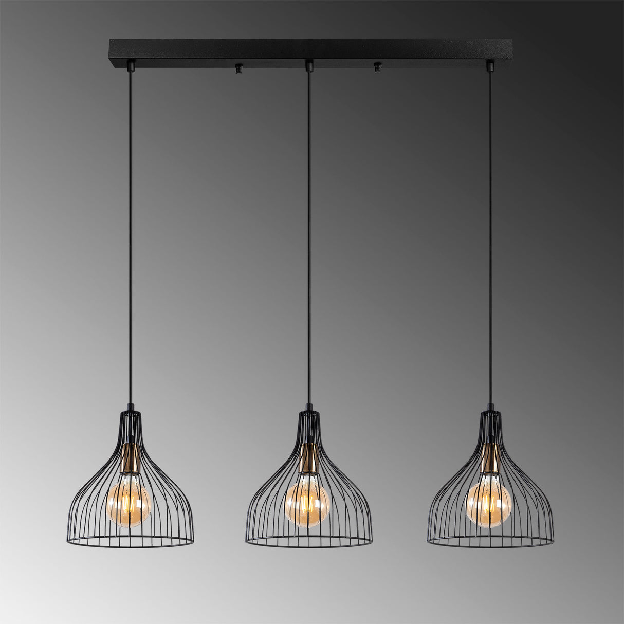 Hanglampen - Hanglamp 3 - lichts Zwart Metaal Vine - Dimehouse