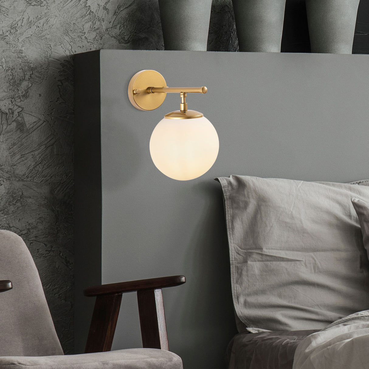 Wandlampen - Wandlamp Goud Glas Obsidian - Dimehouse