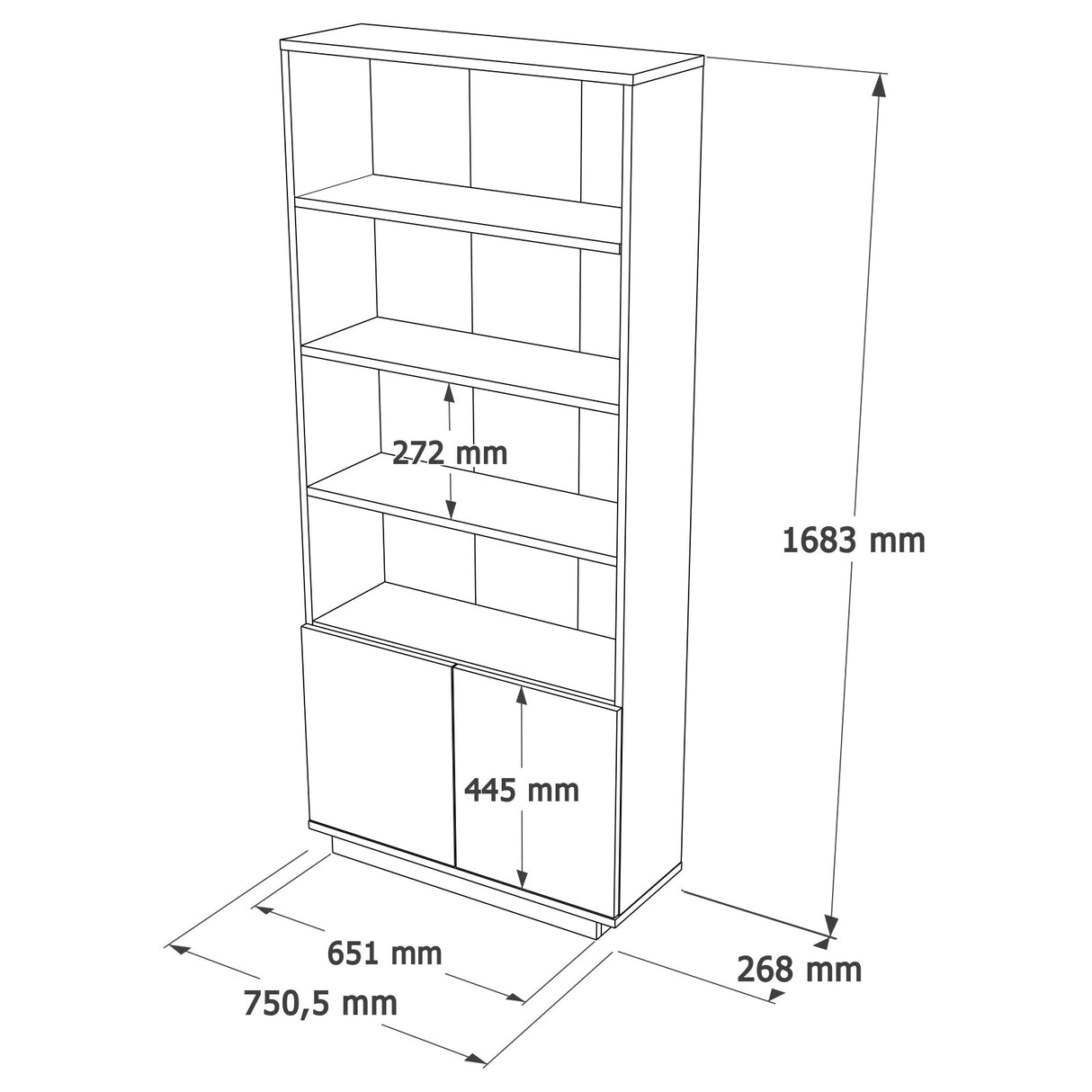 Boekenkasten - Boekenkast Nautica Atlantisch Dennenhout Wit Melamine 75x168,3x26,8 cm - Dimehouse