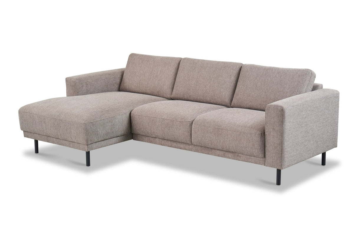 Banken - Moderne Hoekbank Links Taupe Stof Aniko met Chaise Longue 238x142x78 cm - Dimehouse