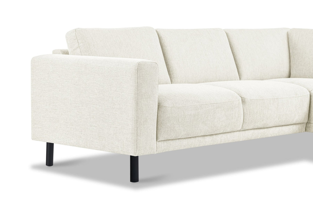 Banken - Moderne 3 - zits Hoekbank Rechts Beige Stof Aniko met Lounger 240x197x78 cm - Dimehouse