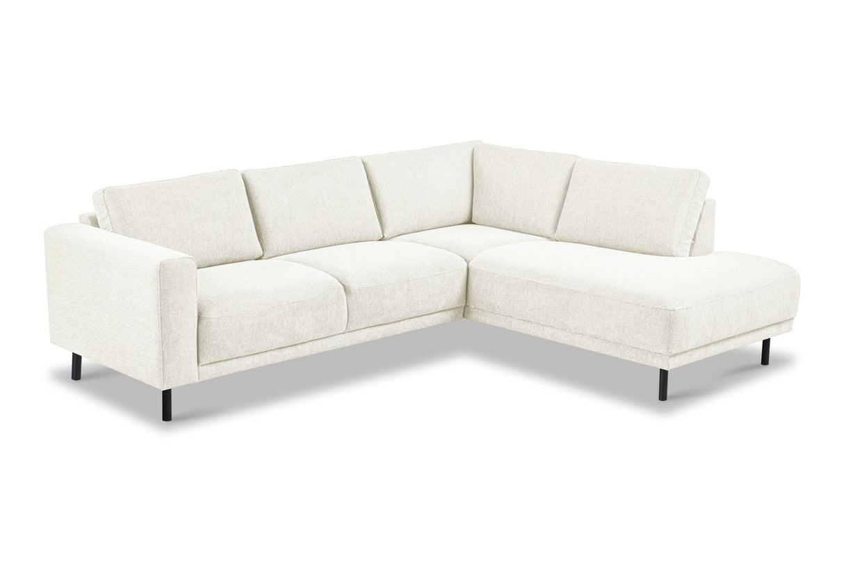 Banken - Moderne 3 - zits Hoekbank Rechts Beige Stof Aniko met Lounger 240x197x78 cm - Dimehouse