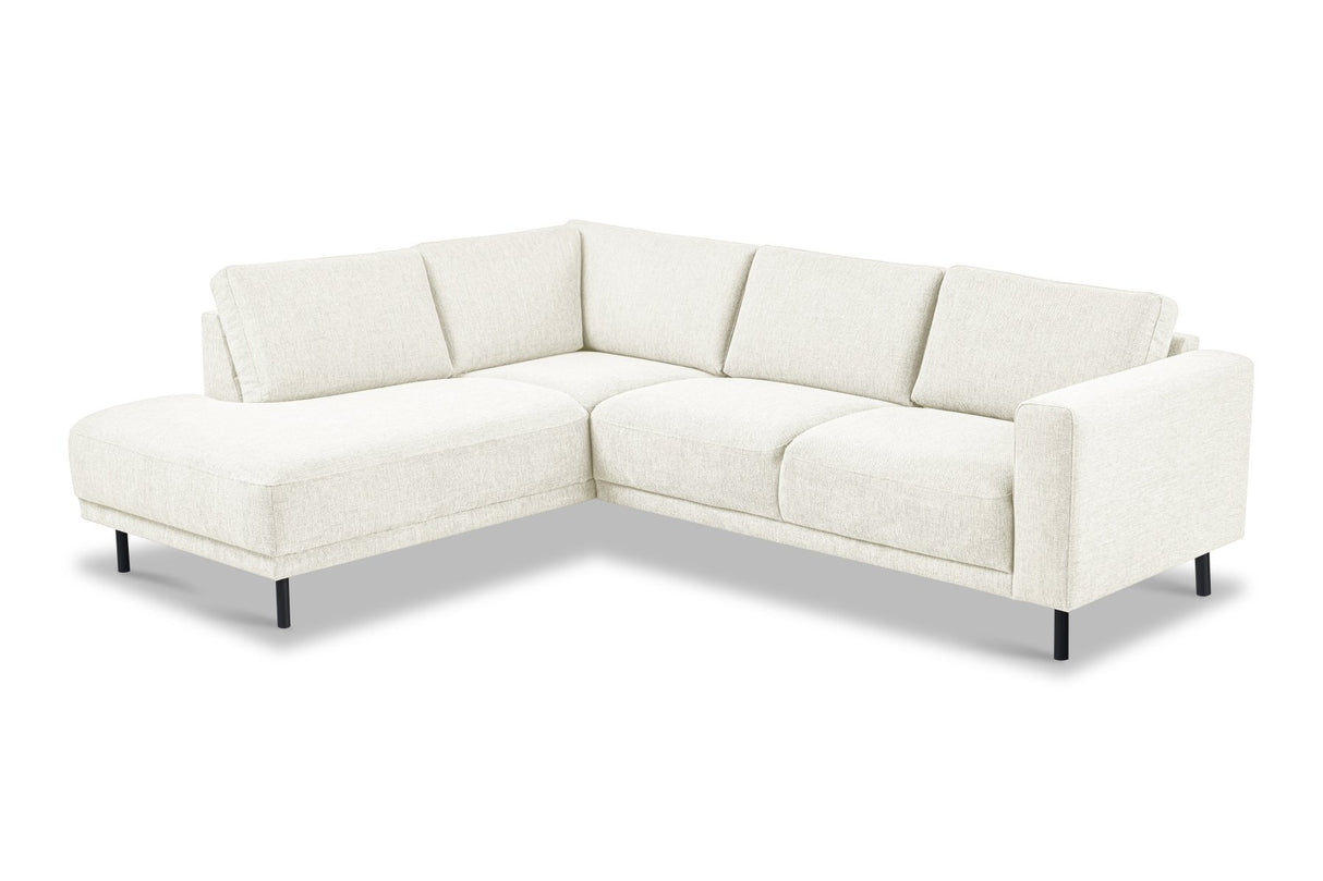 Banken - Moderne 3 - zits Hoekbank Links Beige Stof Aniko met Lounger 240x197x78 cm - Dimehouse