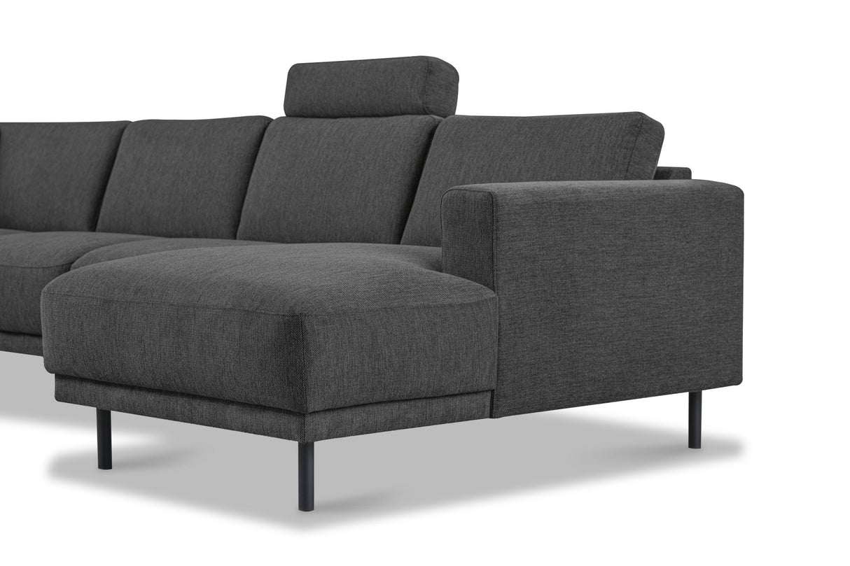 Banken - Moderne U - Bank hoekbank Antraciet Stof - links - 310x197x142 cm - Aniko - Dimehouse